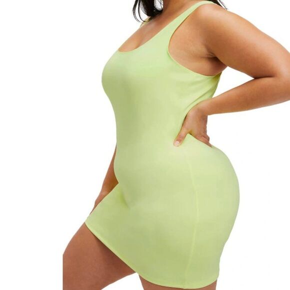 Good American Good Compression Scuba Knit Mini Dress Green Stretch Size 5 2XL - Picture 1 of 13